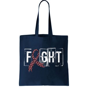 Fight Breast Cancer Awareness Leopard Ribbon Tote Bag