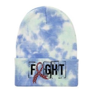 Fight Breast Cancer Awareness Leopard Ribbon Tie Dye 12in Knit Beanie