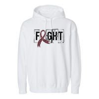 Fight Breast Cancer Awareness Leopard Ribbon Garment-Dyed Fleece Hoodie