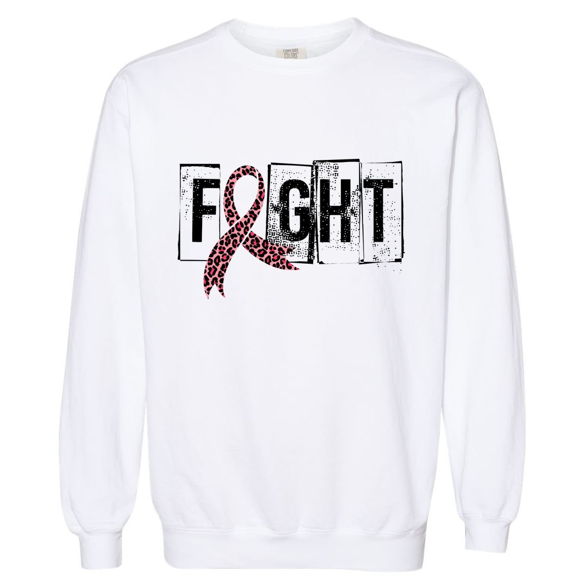 Fight Breast Cancer Awareness Leopard Ribbon Garment-Dyed Sweatshirt