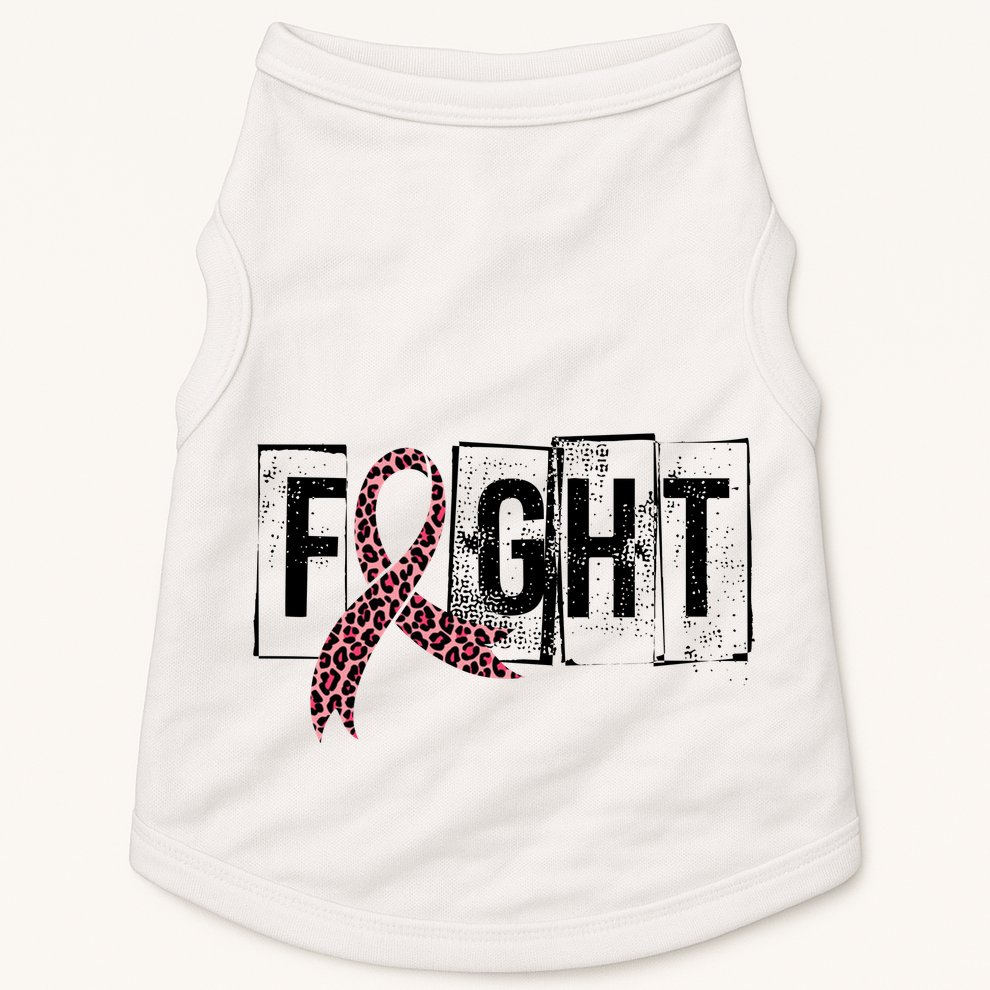 Fight Breast Cancer Awareness Leopard Ribbon Doggie Tank