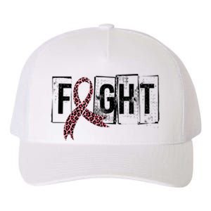 Fight Breast Cancer Awareness Leopard Ribbon Yupoong Adult 5-Panel Trucker Hat