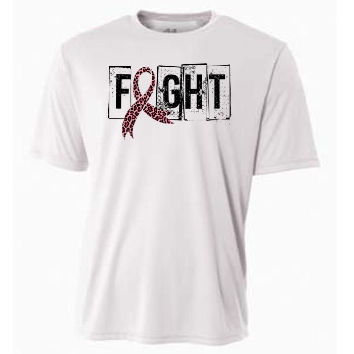 Fight Breast Cancer Awareness Leopard Ribbon Cooling Performance Crew T-Shirt