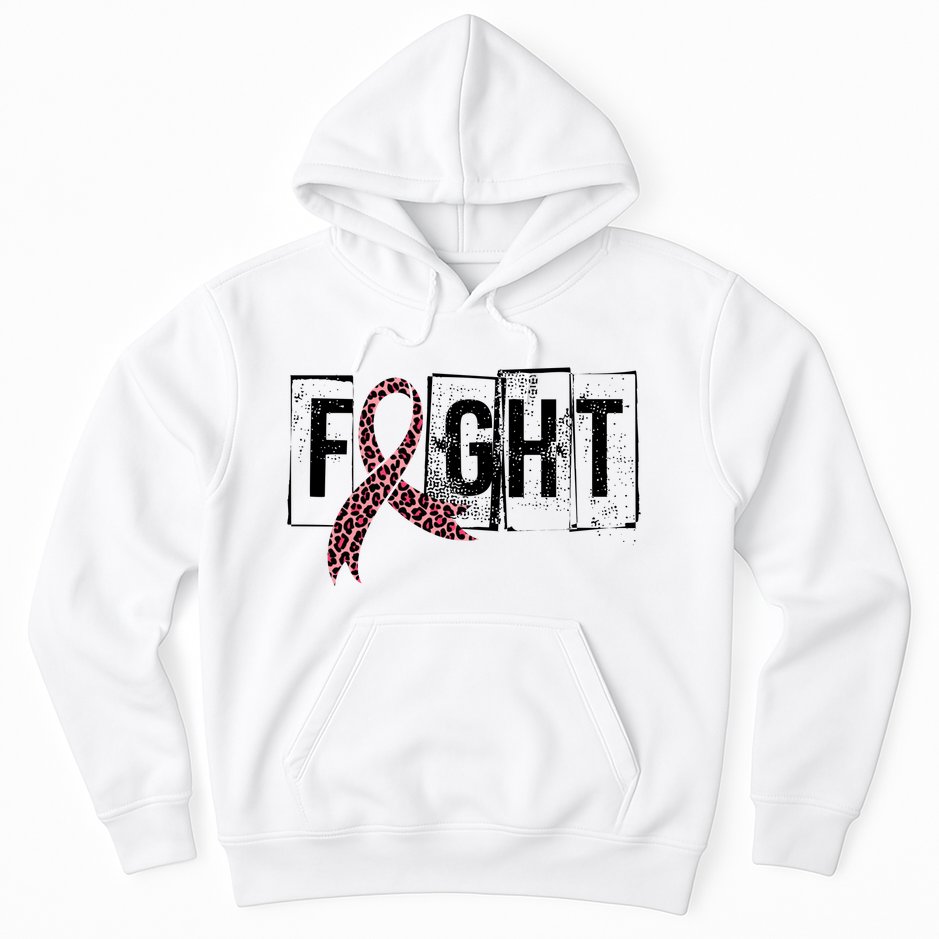 Fight Breast Cancer Awareness Leopard Ribbon Hoodie