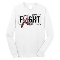 Fight Breast Cancer Awareness Leopard Ribbon Long Sleeve Shirt