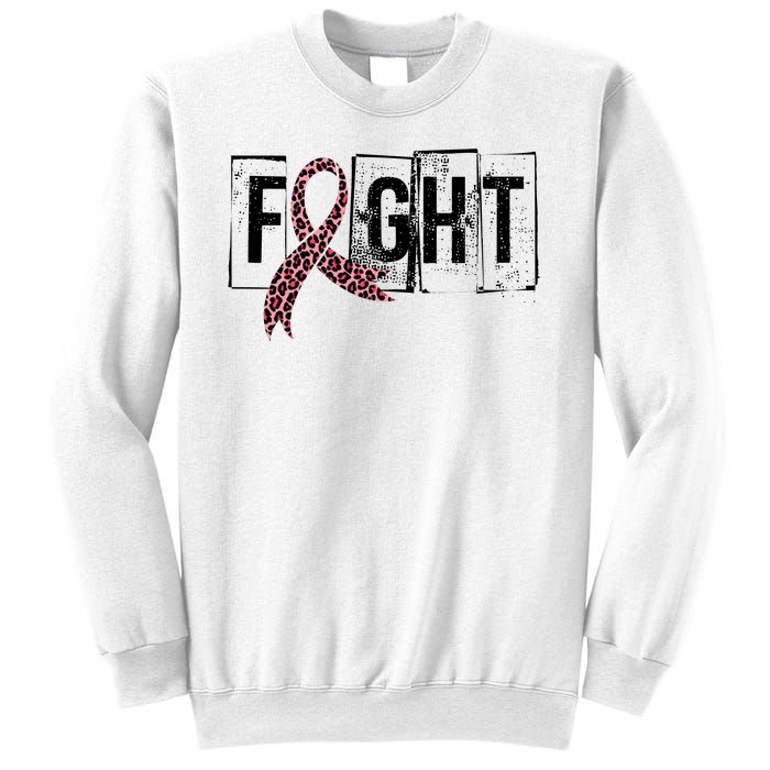 Fight Breast Cancer Awareness Leopard Ribbon Sweatshirt