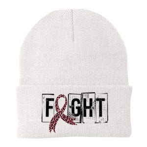 Fight Breast Cancer Awareness Leopard Ribbon Knit Cap Winter Beanie