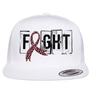 Fight Breast Cancer Awareness Leopard Ribbon Flat Bill Trucker Hat