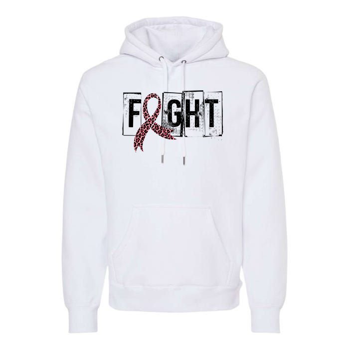 Fight Breast Cancer Awareness Leopard Ribbon Premium Hoodie