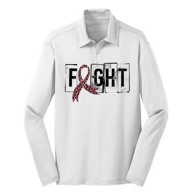 Fight Breast Cancer Awareness Leopard Ribbon Silk Touch Performance Long Sleeve Polo