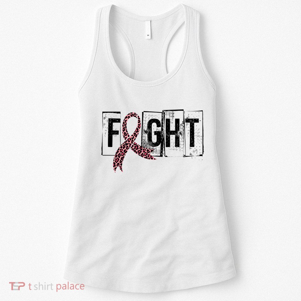 Fight Breast Cancer Awareness Leopard Ribbon Womens Tank Top