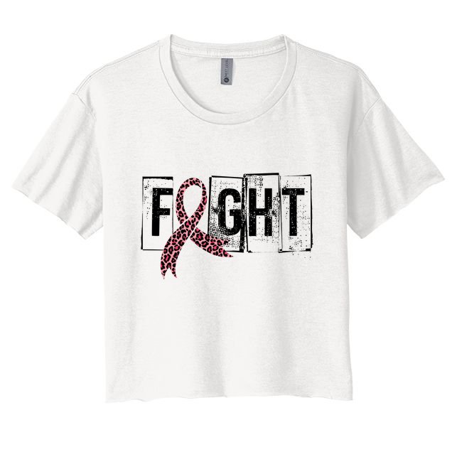 Fight Breast Cancer Awareness Leopard Ribbon Crop Top