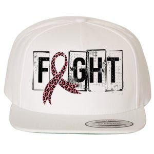 Fight Breast Cancer Awareness Leopard Ribbon Wool Snapback Cap