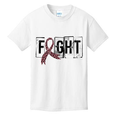 Fight Breast Cancer Awareness Leopard Ribbon Kids T-Shirt