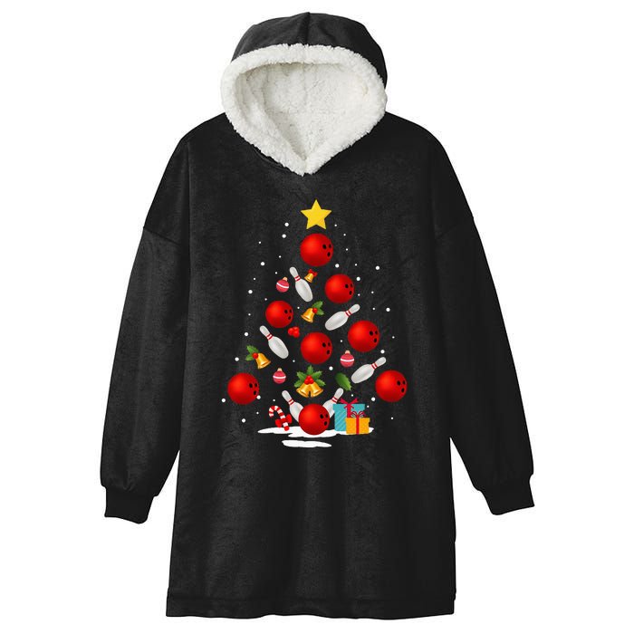 Funny Bowling Christmas Tree Lights Xmas Gifts Hooded Wearable Blanket