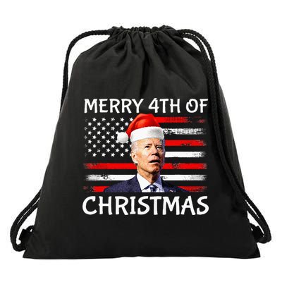 Funny Biden Confused Merry Happy 4th Of July Christmas Flag Drawstring Bag