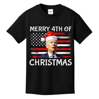 Funny Biden Confused Merry Happy 4th Of July Christmas Flag Kids T-Shirt