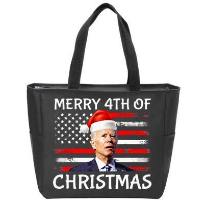 Funny Biden Confused Merry Happy 4th Of July Christmas Flag Zip Tote Bag