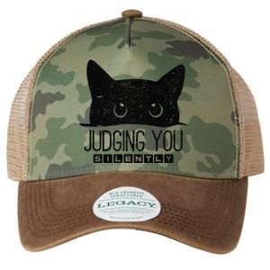 Funny Black Cat Judging You Silently Sarcastic Cat Mom Gift Legacy Tie Dye Trucker Hat