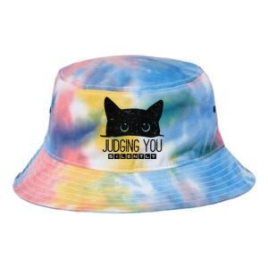 Funny Black Cat Judging You Silently Sarcastic Cat Mom Gift Tie Dye Newport Bucket Hat