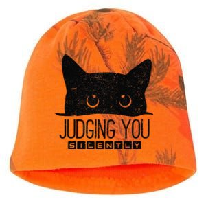 Funny Black Cat Judging You Silently Sarcastic Cat Mom Gift Kati - Camo Knit Beanie