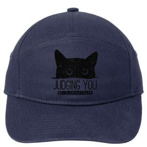 Funny Black Cat Judging You Silently Sarcastic Cat Mom Gift 7-Panel Snapback Hat