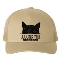 Funny Black Cat Judging You Silently Sarcastic Cat Mom Gift Yupoong Adult 5-Panel Trucker Hat