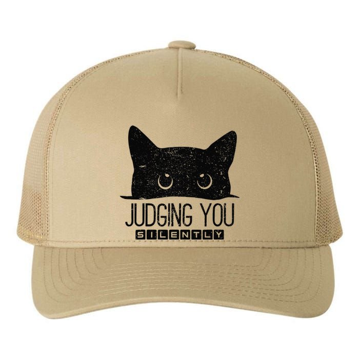 Funny Black Cat Judging You Silently Sarcastic Cat Mom Gift Yupoong Adult 5-Panel Trucker Hat