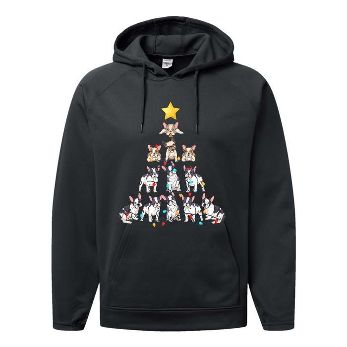 French Bulldog Christmas Tree Frenchie Dog Xmas PJs Pajamas Performance Fleece Hoodie