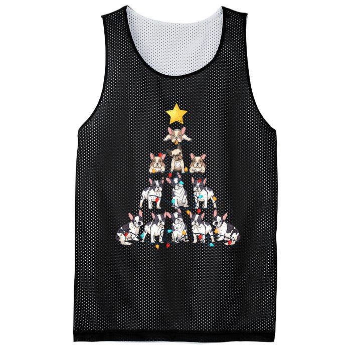 French Bulldog Christmas Tree Frenchie Dog Xmas PJs Pajamas Mesh Reversible Basketball Jersey Tank