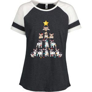 French Bulldog Christmas Tree Frenchie Dog Xmas PJs Pajamas Enza Ladies Jersey Colorblock Tee