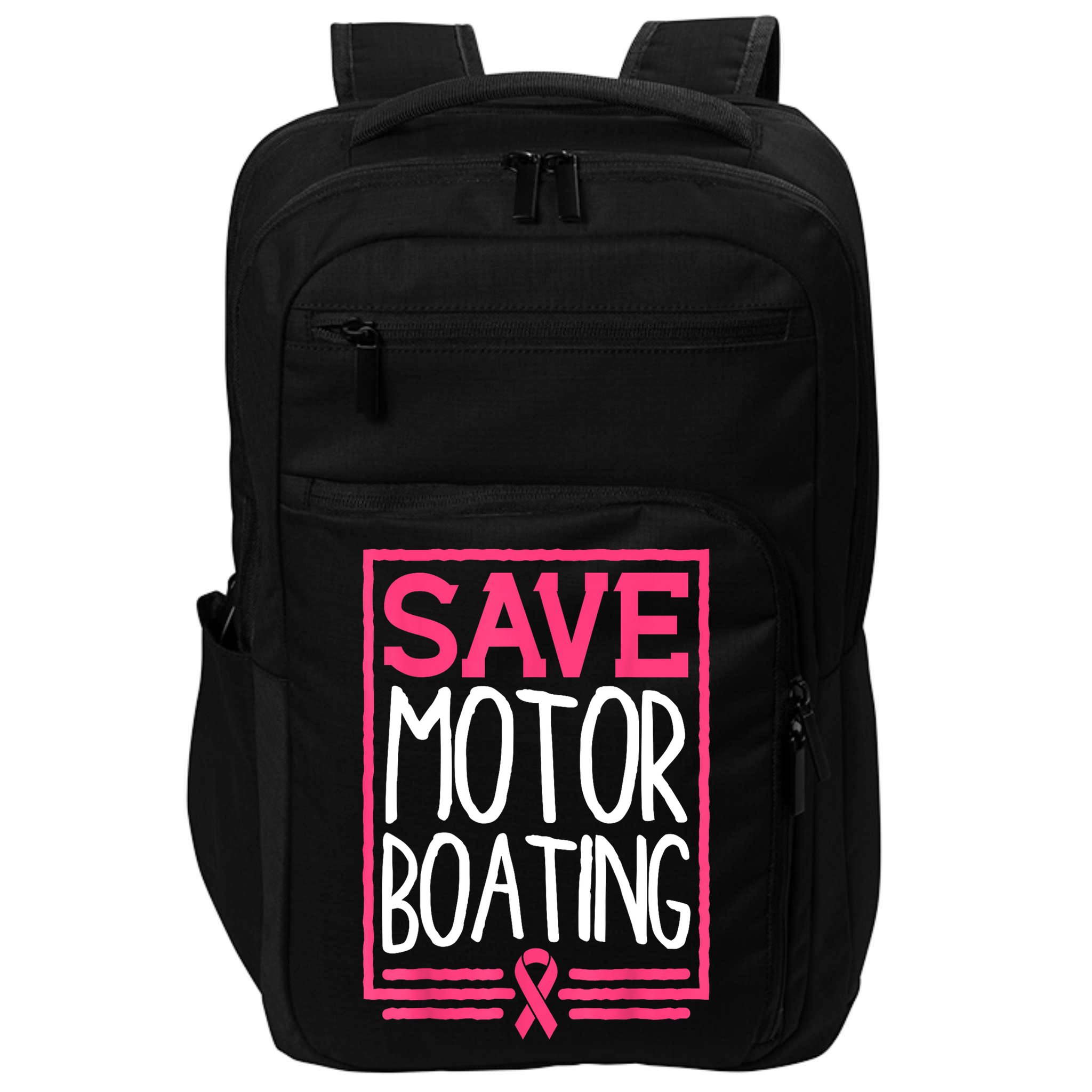 Funny Breast Cancer Save Motor Boating Pin.K Ribbon Gift Impact Tech Backpack