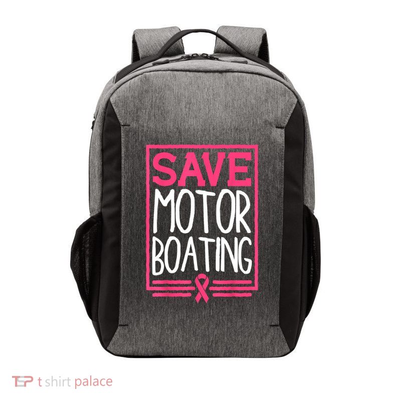 Funny Breast Cancer Save Motor Boating Pin.K Ribbon Gift Vector Backpack