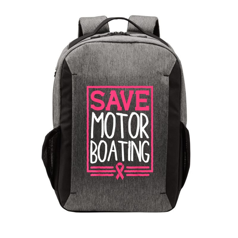 Funny Breast Cancer Save Motor Boating Pin.K Ribbon Gift Vector Backpack
