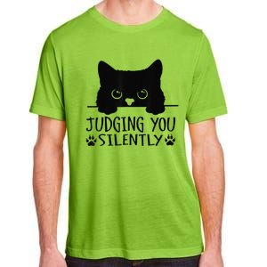 Funny Black Cat Judging You Silently Sarcastic Cat Mom Adult ChromaSoft Performance T-Shirt