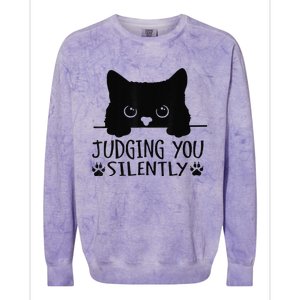 Funny Black Cat Judging You Silently Sarcastic Cat Mom Colorblast Crewneck Sweatshirt