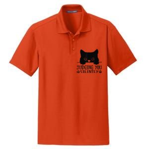 Funny Black Cat Judging You Silently Sarcastic Cat Mom Dry Zone Grid Polo