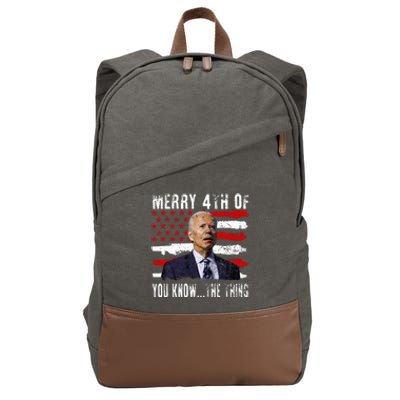 Funny Biden Confused Merry Happy 4th Of You Know...The Thing Cotton Canvas Backpack