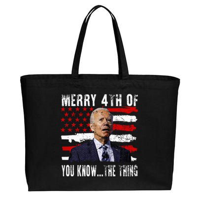 Funny Biden Confused Merry Happy 4th Of You Know...The Thing Cotton Canvas Jumbo Tote