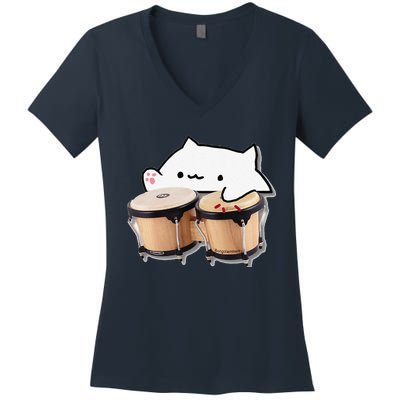 Funny Bongo Cat & More Meme Women's V-Neck T-Shirt