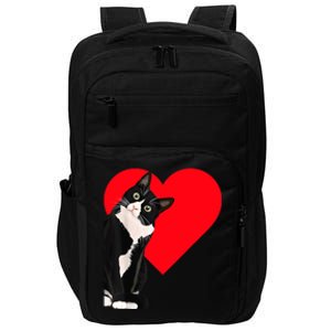 Funny Black Cat ValentineS Day Heart Tuxedo Cat Lover Impact Tech Backpack