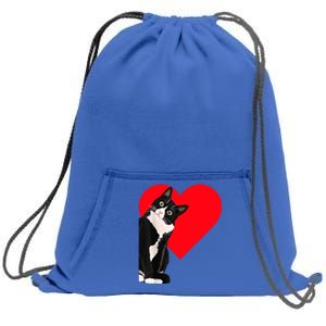 Funny Black Cat ValentineS Day Heart Tuxedo Cat Lover Sweatshirt Cinch Pack Bag