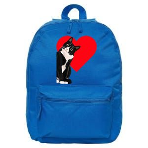 Funny Black Cat ValentineS Day Heart Tuxedo Cat Lover 16 in Basic Backpack