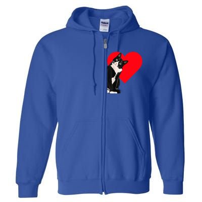 Funny Black Cat ValentineS Day Heart Tuxedo Cat Lover Full Zip Hoodie