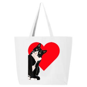 Funny Black Cat ValentineS Day Heart Tuxedo Cat Lover 25L Jumbo Tote