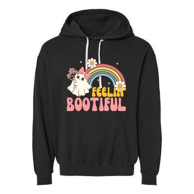 Feeling Bootiful Cute Retro Ghost Halloween Garment-Dyed Fleece Hoodie