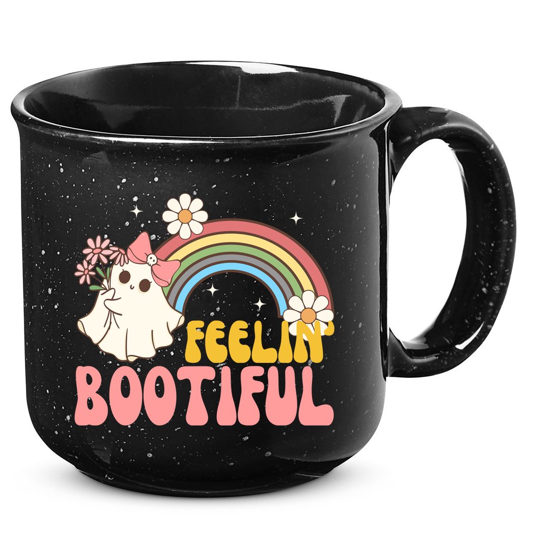 Feeling Bootiful Cute Retro Ghost Halloween 15oz Campfire Ceramic Mug