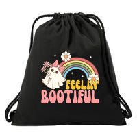 Feeling Bootiful Cute Retro Ghost Halloween Drawstring Bag