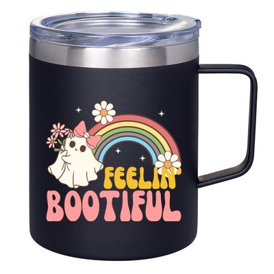 Feeling Bootiful Cute Retro Ghost Halloween 12oz Stainless Steel Coffee Mug
