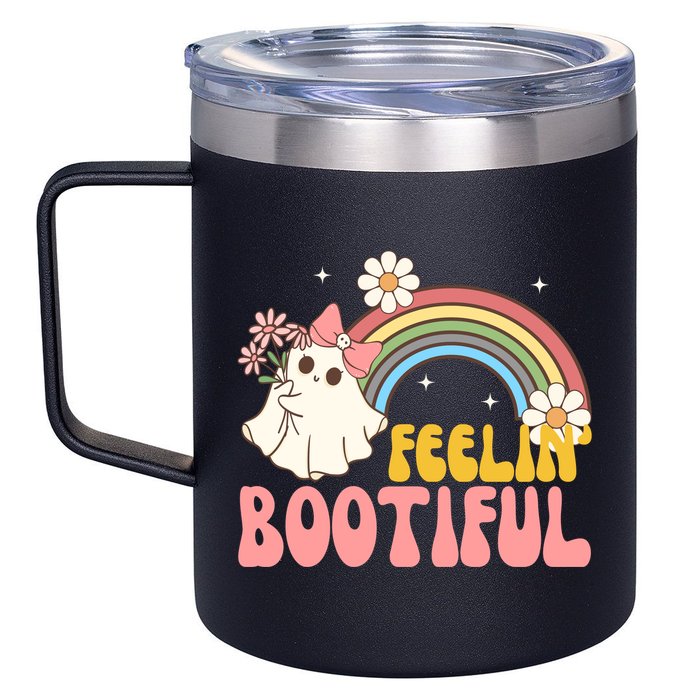 Feeling Bootiful Cute Retro Ghost Halloween 12oz Stainless Steel Coffee Mug